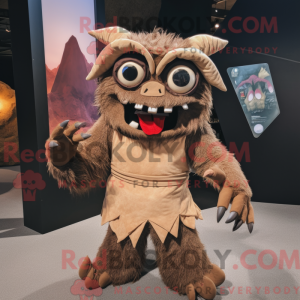 Tan Demon maskot kostym...