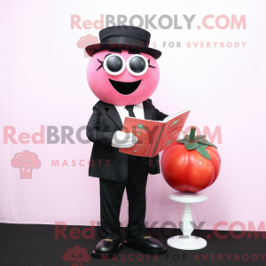 Rosa tomatemaskotdraktfigur...
