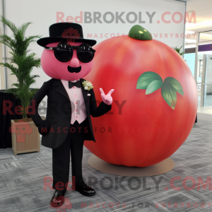 Rosa tomatemaskotdraktfigur...
