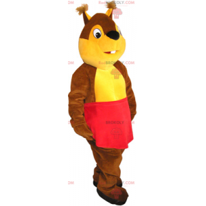 Esquilo mascote com avental vermelho - Redbrokoly.com