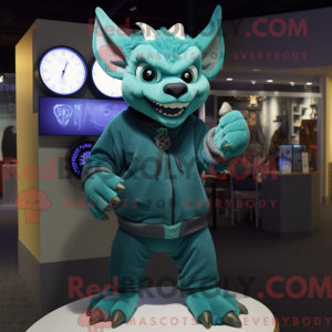 Blågrøn Gargoyle maskot...