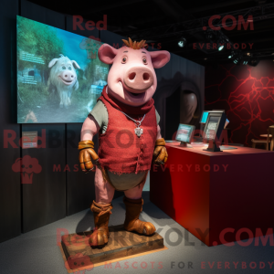 Maroon Pig-maskotdraktfigur...