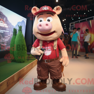 Maroon Pig-maskotdraktfigur...