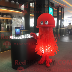 Rød manet maskot drakt...