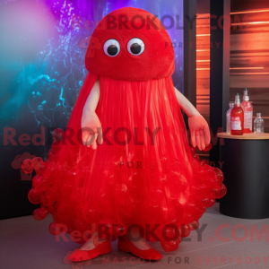 Rød manet maskot drakt...