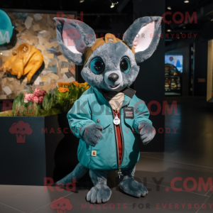 Teal Fruit Bat mascot...