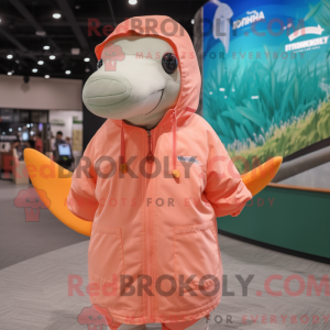 Peach Humpback Whale mascot...