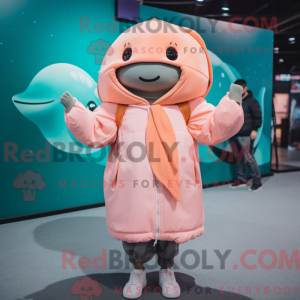 Peach Humpback Whale mascot...
