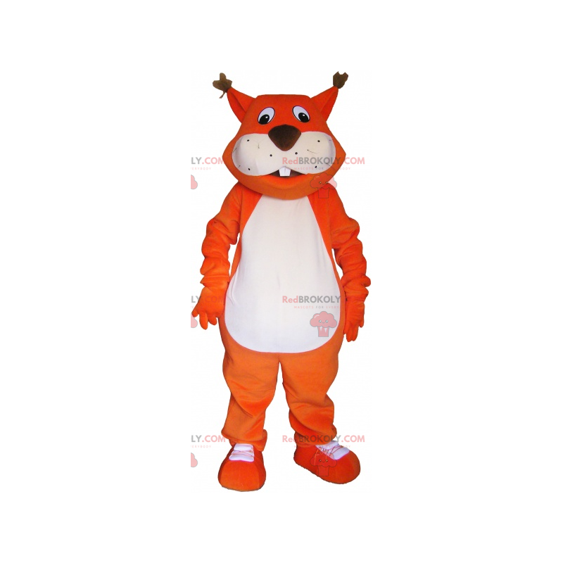 Mascote esquilo vermelho e branco - Redbrokoly.com