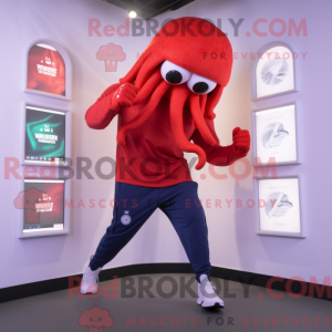 Rode Kraken mascottekostuum...
