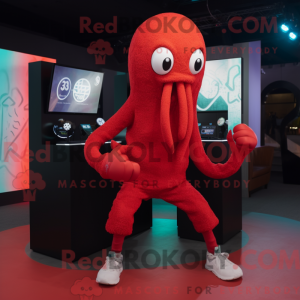 Rode Kraken mascottekostuum...