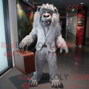 Sølv bavian maskot drakt...