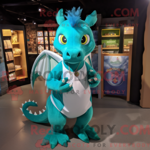 Cyaan Draak mascottekostuum...