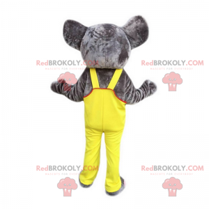 Olifant mascotte met zijn gele overall - Redbrokoly.com