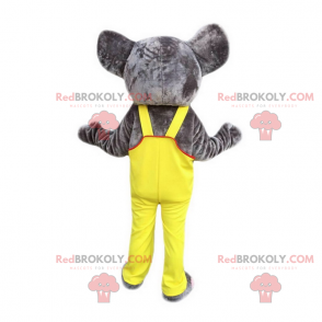 Elefantenmaskottchen mit seinem gelben Overall - Redbrokoly.com