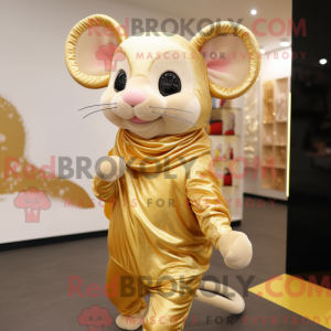 Gold Mouse maskot kostume...