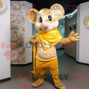 Gouden muis mascottekostuum...