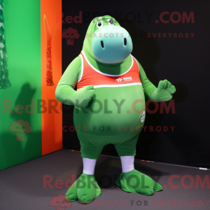 Green Walrus mascot costume...