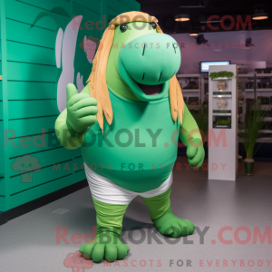 Green Walrus mascot costume...
