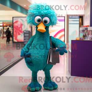 Teal Ostrich mascot costume...