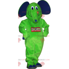 Elefantenmaskottchen mit seinem Schmetterling - Redbrokoly.com