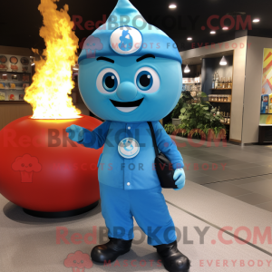 Cyan Fire Fighter maskot...