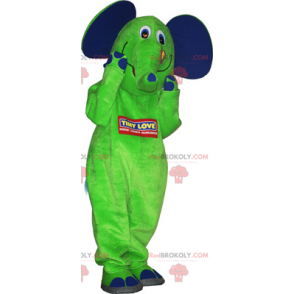 Elefantenmaskottchen mit seinem Schmetterling - Redbrokoly.com