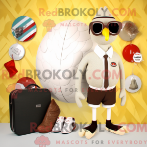 Cream Turkey mascot costume...
