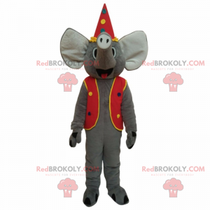 Elefantmaskot med cirkusdräkt - Redbrokoly.com