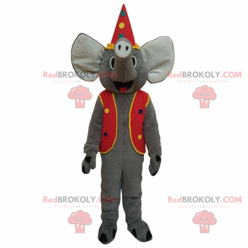 Maskotka słoń w stroju cyrkowym - Redbrokoly.com Maskotka słoń w stroju cyrkowym - Redbrokoly.com