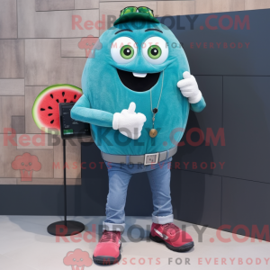 Blågrøn vandmelon maskot...