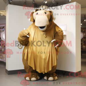 Gold Mammoth mascot costume...