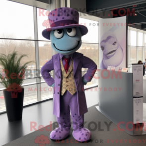Fantasia de mascote de píton lavanda com terno e boinas - Mascotes Python - REBROKO_297748 - RedBrokoly.com