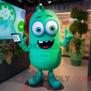 Turquoise Green Bean mascot...