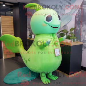 Lime Green Whale mascot...