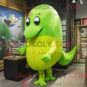 Lime Green Whale mascot...