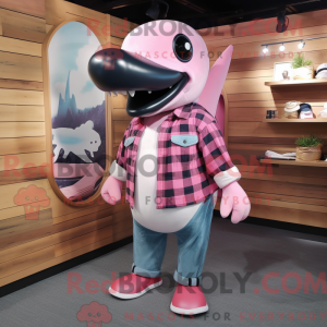 Roze orka-mascottekostuum...