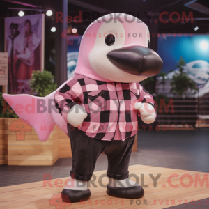 Roze orka-mascottekostuum...