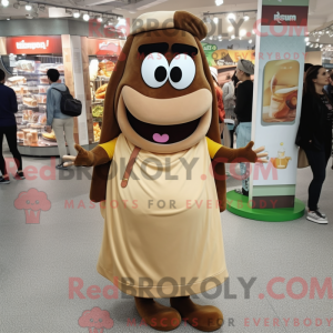 Tan Moussaka mascot costume...