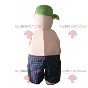 Mascot man in swimming trunks and cap - Redbrokoly.com