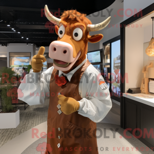 Rust Guernsey Cow maskot...