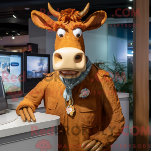 Rust Guernsey Cow maskot...