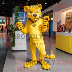 Geel Panter mascottekostuum...