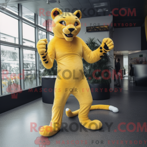 Gul Panther maskot kostume...