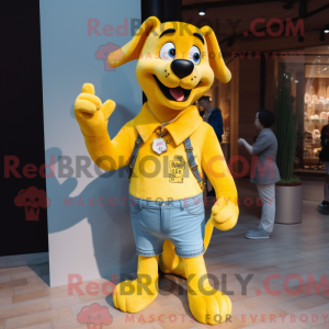 Gul Hunde maskot kostume...