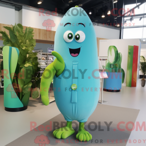 Sky Blue Green Bean maskot...