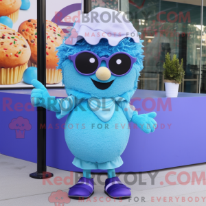 Blå Cupcake maskot kostume...