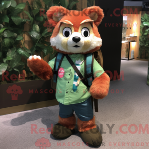 Green Red Panda mascot...
