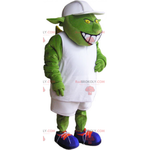 Mascotte d'ogre avec tenue blanche et casquette - Redbrokoly.com