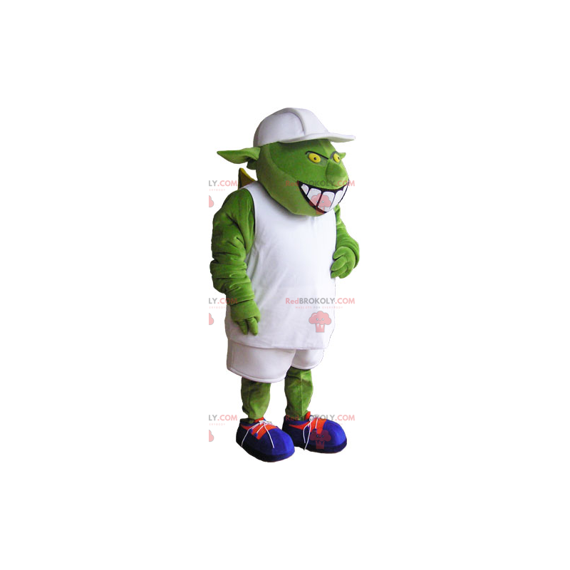 Ogre maskot med vit outfit och mössa - Redbrokoly.com Ogre maskot med vit outfit och mössa - Redbrokoly.com
